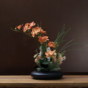 蝴蝶兰花盆栽套装插花假花客厅玄关前台酒店桌面花艺装饰