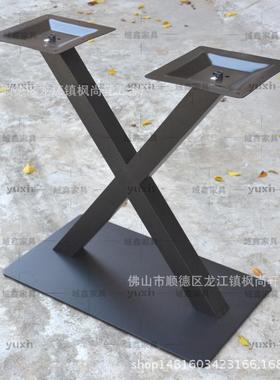 黑色x架钢板烤漆铁艺餐台桌腿脚架酒店大理石西餐底座茶几腿tp-61