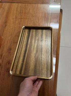 紫光檀托盘端茶木质独板托盘简约中式端菜收纳托盘