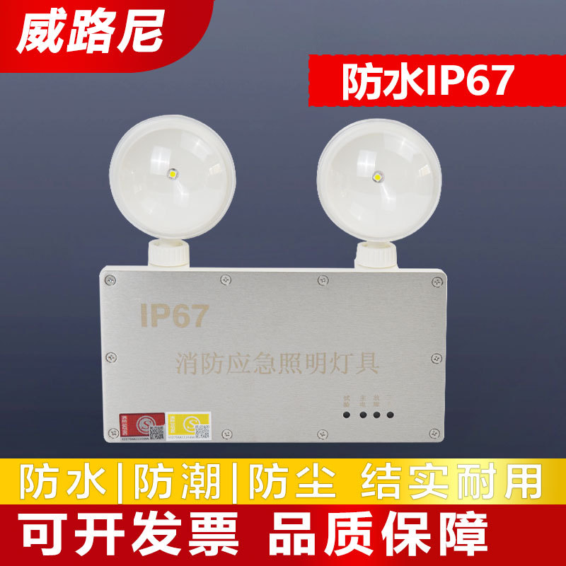 不锈钢防水应急灯双头室外户外灌胶IP67疏散安全出口指示led充电