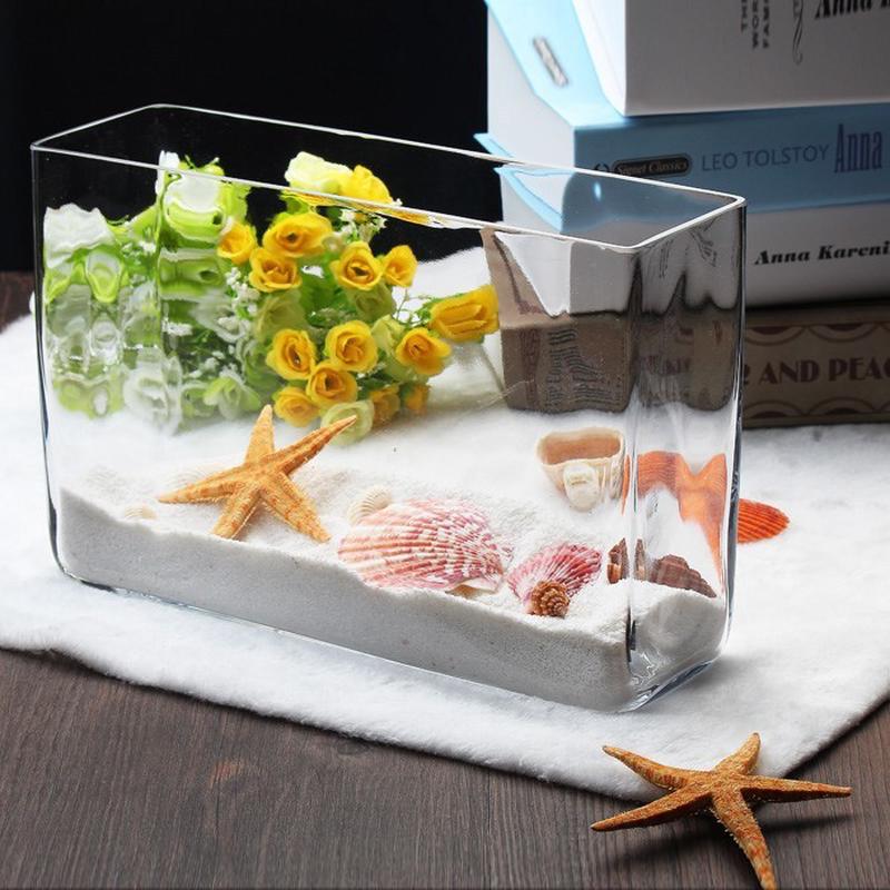 厚玻璃花瓶yugang水培植物美式乡村金台面金鱼缸长方形鱼缸热销