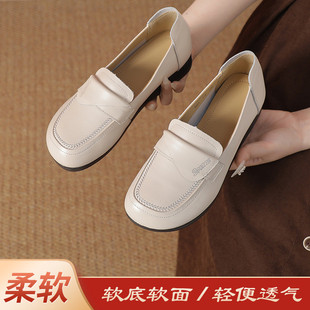 中口一脚蹬乐福鞋 新款 韩版 蝴蝶结低跟大码 平底鞋 小皮鞋 女2024夏季