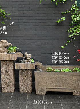 w~水景鱼池造景庭院落地大户外室外成品鱼缸流水摆件循环水水系景