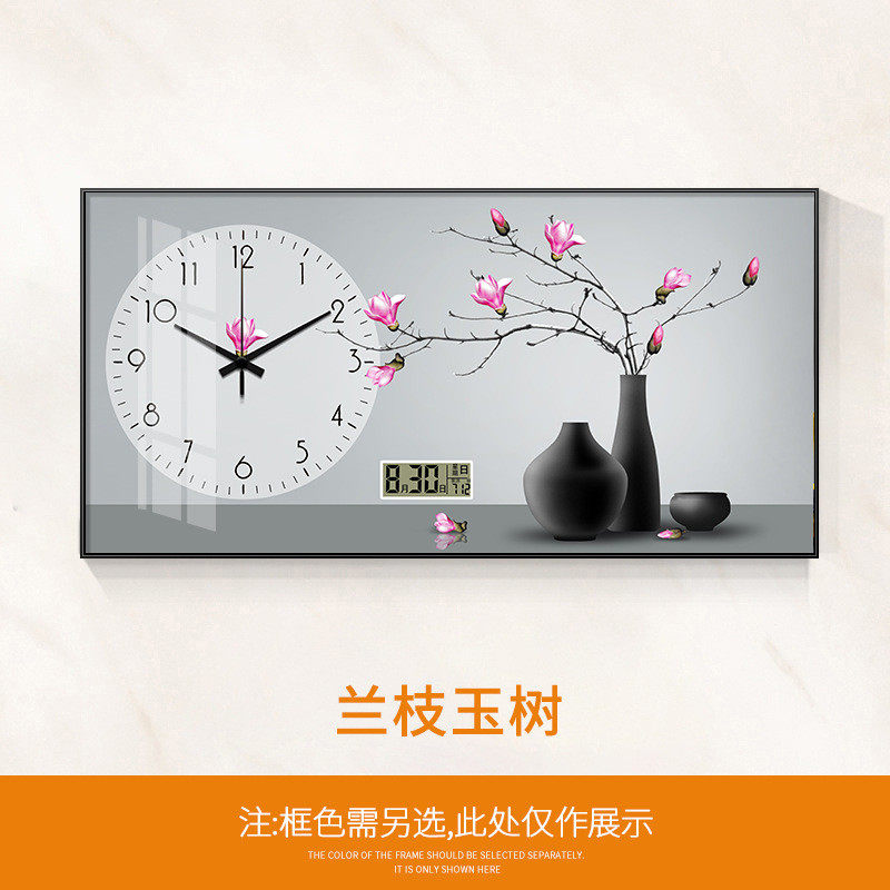 简约绿植万年历电子钟表风餐厅装饰画清新奶油挂钟客厅表挂墙时钟