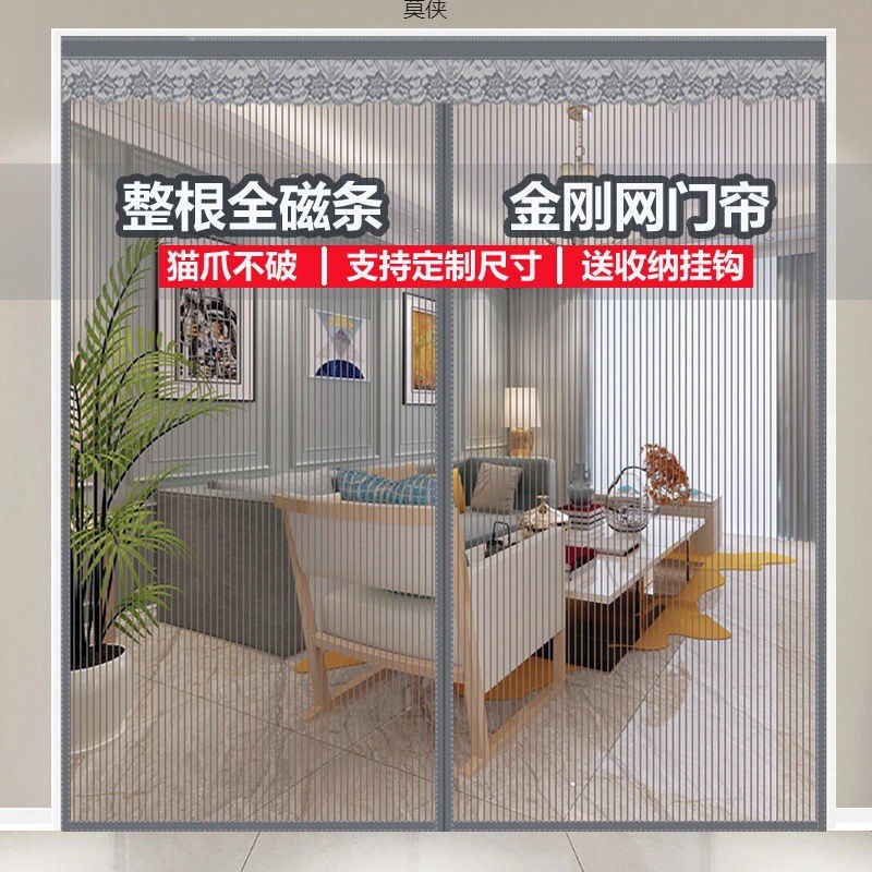 磁条防蚊门帘新纱门夏季家用防蝇客厅纱窗整条隔断自吸磁铁厂批发