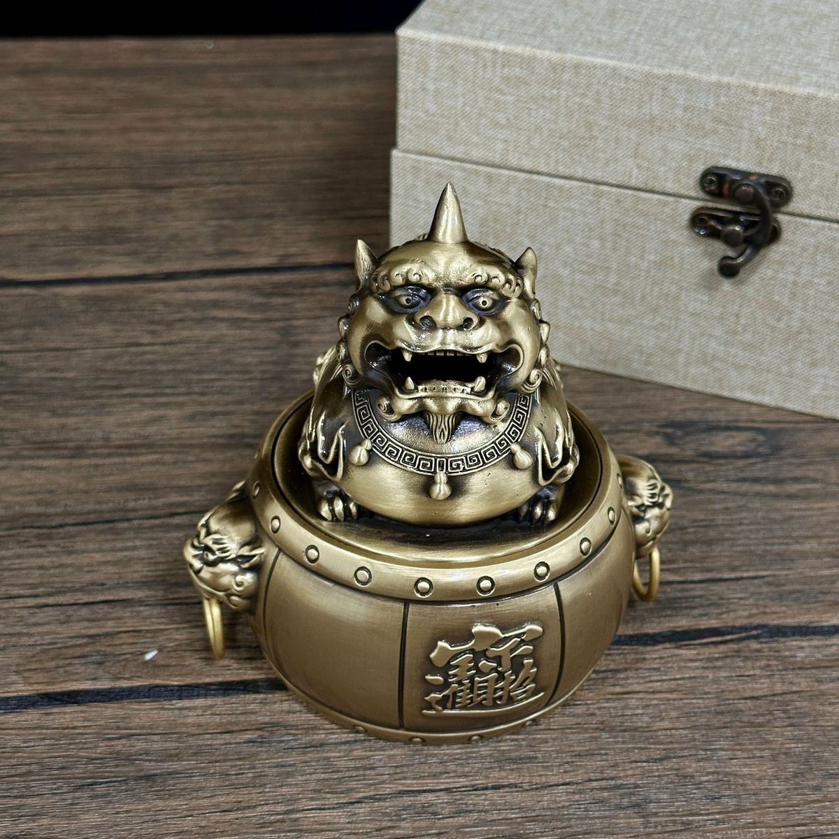 纯招财进宝日进斗金黄铜貔貅香炉复古香薰炉家居茶道创意铜工艺品