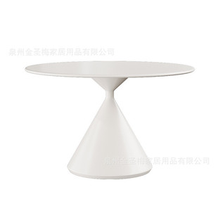 纯白哑光岩饭桌圆形餐桌椅组合小户型家用现代纯黑简约板子奶油风