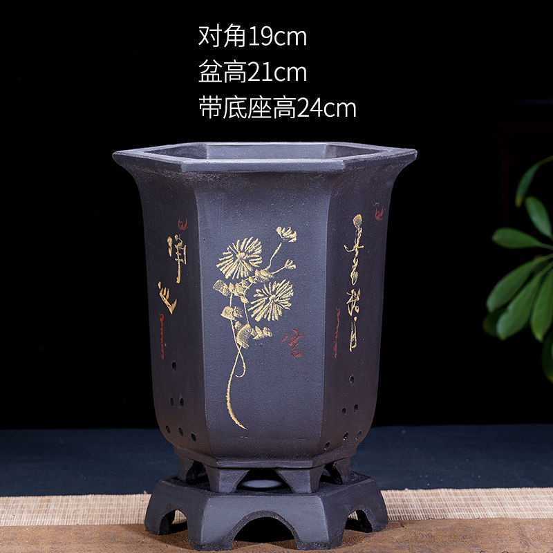 紫砂兰花盆精品花盆大口径君子兰盆景室内大号育苗陶瓷花盆