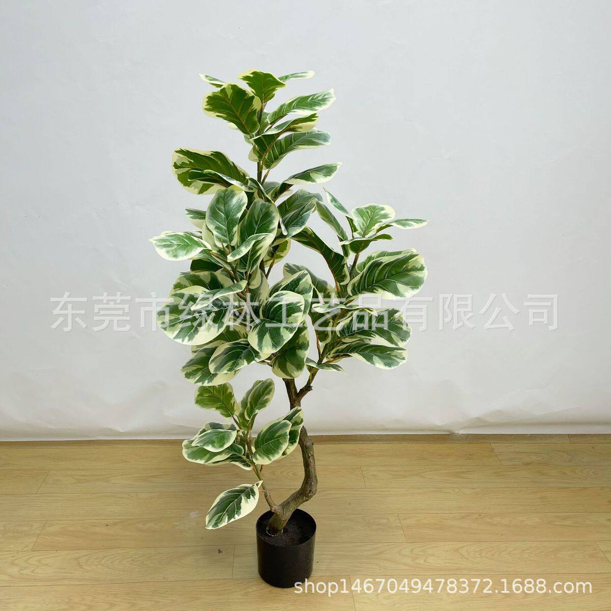 白边琴叶榕仿真盆栽人造橡皮树布树葫芦树盆景仿真树绿植琴叶榕叶
