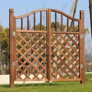 碳化防腐木篱笆栅栏门户外庭院围栏搭配门木门格栅门爬藤架花郑小