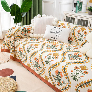 美式田园北欧棉麻沙发巾轻奢风四季通用防滑坐垫现代沙发套罩
