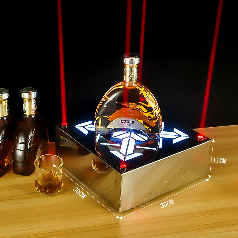 酒吧不锈钢激光酒座led充电发光洋酒底座起泡酒香槟展示架夜场