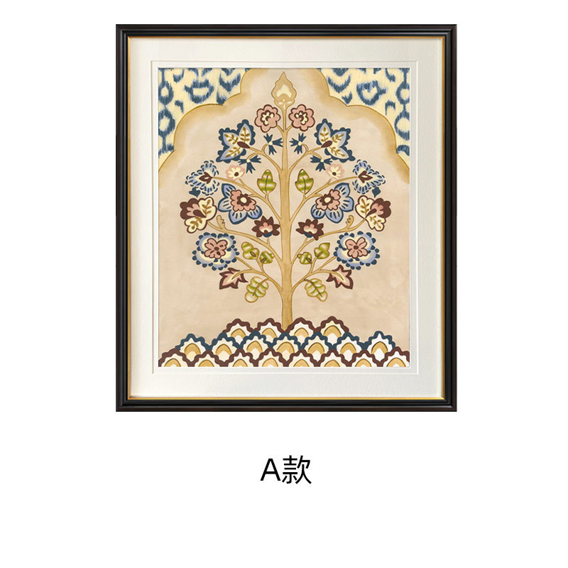 美式新古典装饰画客厅锦绣新中式卧室床头画壁画树抽象画图片