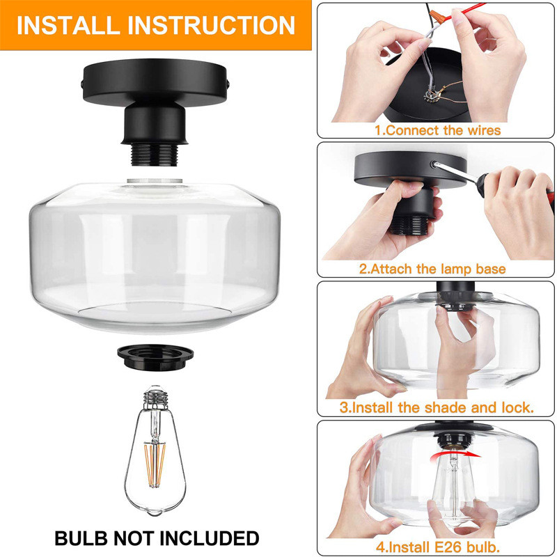 美式现代简约创意个性led餐厅玄关走廊吸顶灯书房110v玻璃卧室