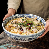 密胺复古大号汤碗酸菜鱼盆创意公鸡碗饭店毛血旺水煮肉片碗汤 包邮