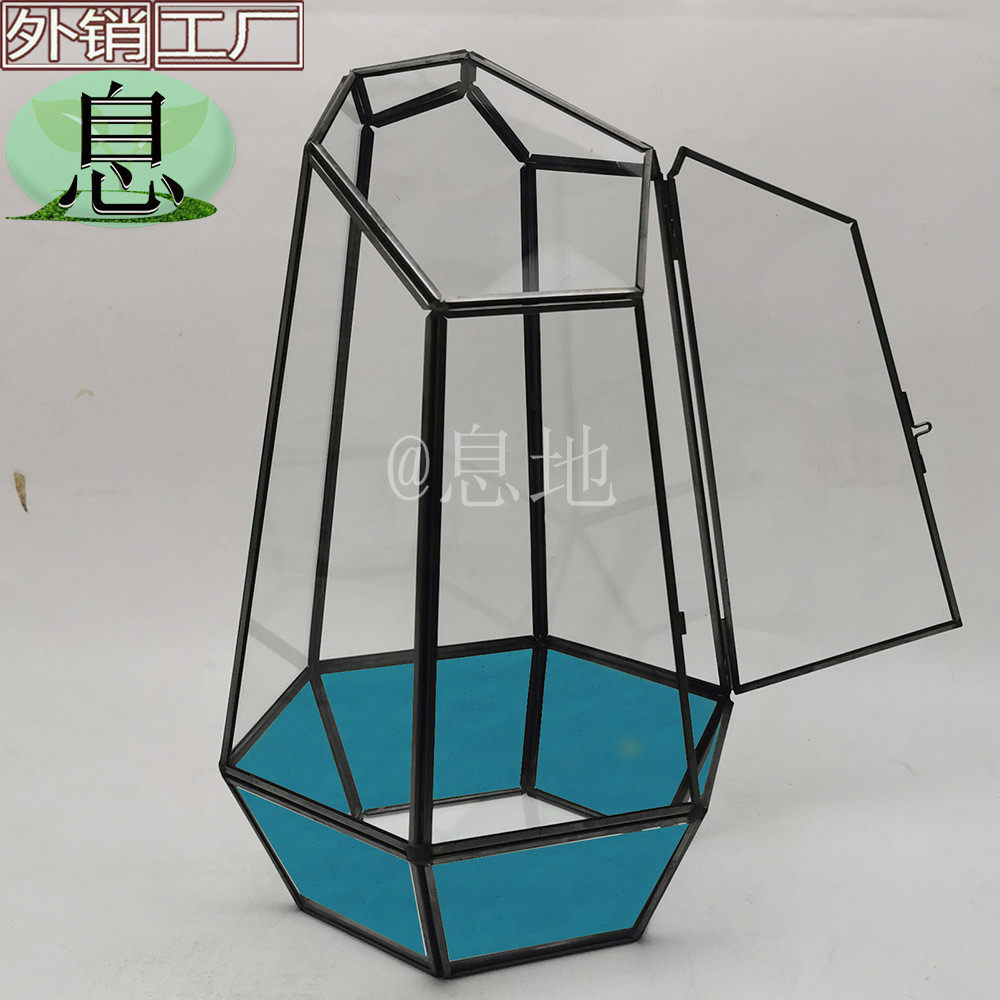 彩色35c带门包邮!直销工厂微景观多肉玻璃花房花盒雨林缸苔藓容器