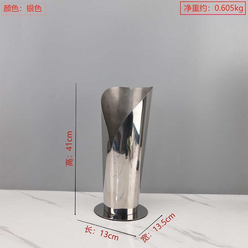 北欧创意直筒不锈钢客厅花器摆件餐厅镜面酒店民宿电视柜家居饰品
