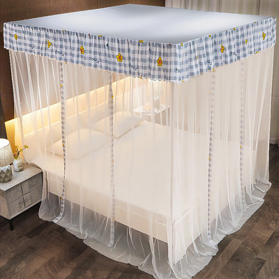 防尘蚊帐家用落地顶2021新款卧室夏季老式三开门纹帐架子加粗加厚