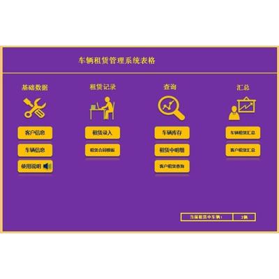 20套车辆租赁管理系统Excel表格汽车租赁登记统计表台账报表