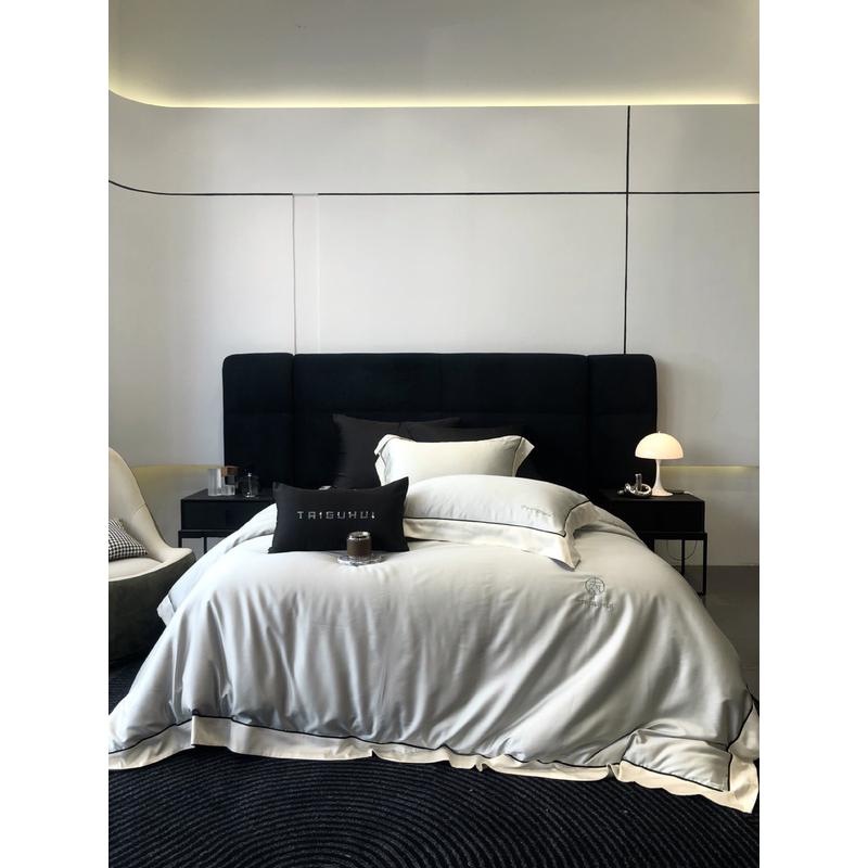 法式高端公主风100支简约风夏季天丝棉四件套刺绣被套丝滑床用品