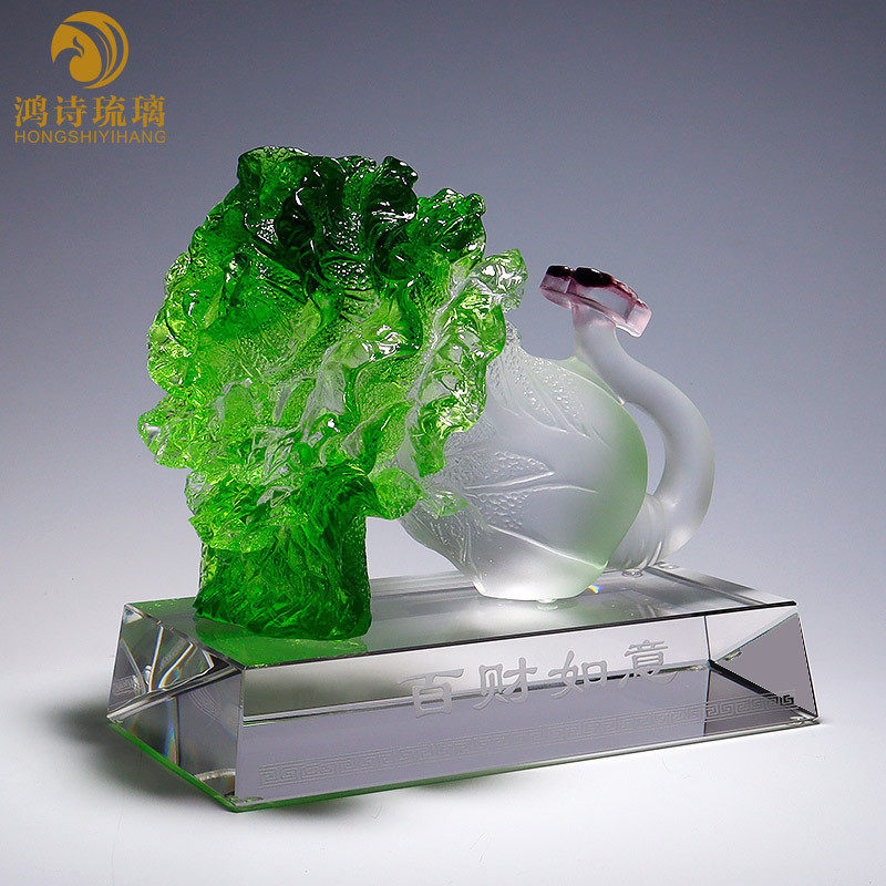 热销琉璃客厅装饰摆件大百财如意白菜家居酒柜水晶工艺品店铺开业,家居饰品,装饰摆件,淘宝优惠券,粉丝福利购,淘宝优惠卷