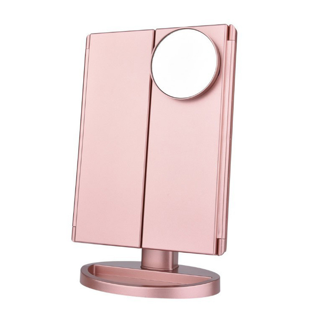 桌面简约led灯化妆镜带灯充电式贝壳镜折叠镜子新款梳妆镜