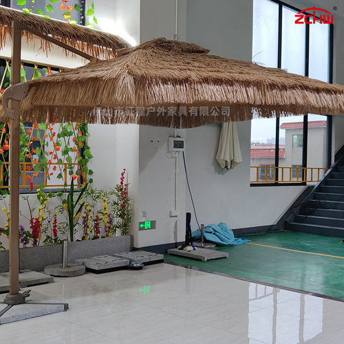 户外遮阳伞别墅庭院露天休闲吧花园室外稻草太阳伞仿真茅草罗马伞