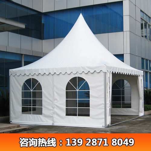 5x5m尖顶篷房展销支架四脚遮阳帐篷铝合金会展活动欧式宝塔帐蓬