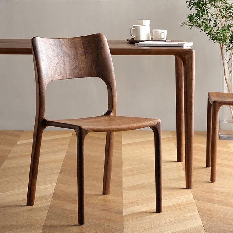 北欧简约黑胡桃木榫卯结构整装实木餐椅白蜡木中式实木家用椅