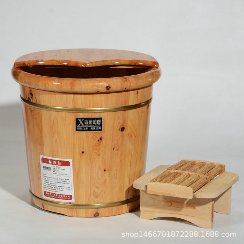 西蜀柏木桶木熏蒸足浴桶泡脚桶香柏家用木质过小腿高深桶洗脚足疗