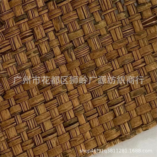 拉菲草席十字复古风编织布平纹草编织布草编包鞋帽材料批发