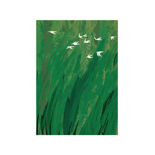 归雁轻法式中古风春天绿色高级感客厅装饰画客厅卧室墙壁画挂画