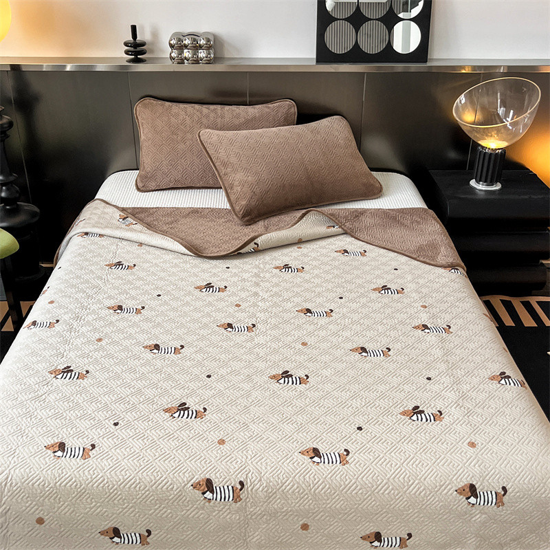 eq4f冬季棉加绒床盖榻榻米垫子纯色夹棉绗缝三件套冬季加厚绒毯炕