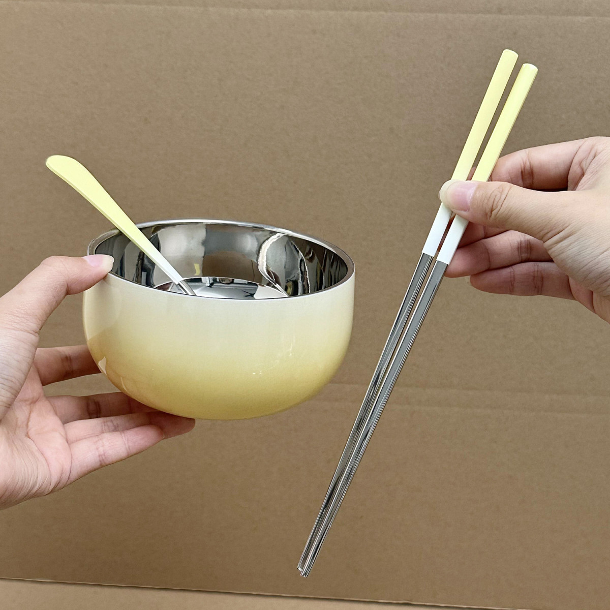 sw1c挖到宝啦！筷子304双层防烫汤碗不锈钢碗勺家用吃饭个人