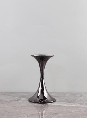 欧式轻奢高级感银色烛台金属摆件餐厅酒店吧台客厅软装家居装饰品