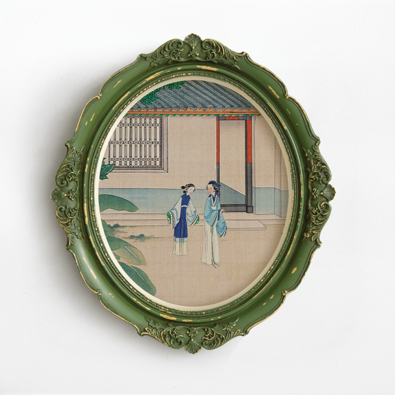 s228复古温红楼梦周边孙挂画古典壁画风雕花小框摆件新中式装饰画