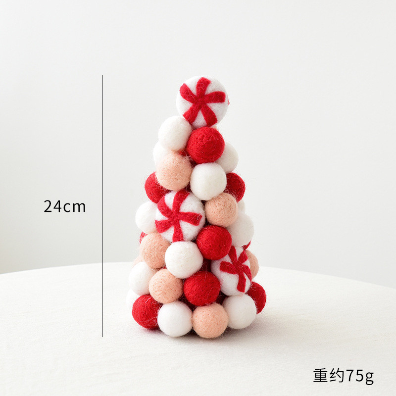 装饰羊毛毡迷你圣诞树桌面摆件diy羊毛球串圣诞花环场景圣诞