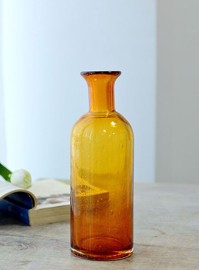 简约复古花瓶手工彩色玻璃简约客厅餐厅样板房软装玻璃设计花器