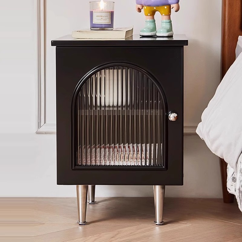 热销法式复古床头柜黑色家用设计师小型床头柜凯旋门置物柜床头柜