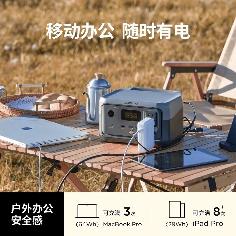 正浩睿RIVER2快充户外电源220V256Wh移动家庭野营露营多功能
