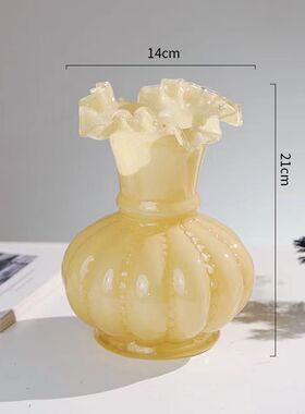 花瓶摆件客厅插花玻璃琉璃花瓶高级粉色法式欧式芬顿水晶创意