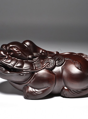 大号实木雕刻皮丘貔貅摆件黑檀一对家居客厅电视柜装饰红木工艺品