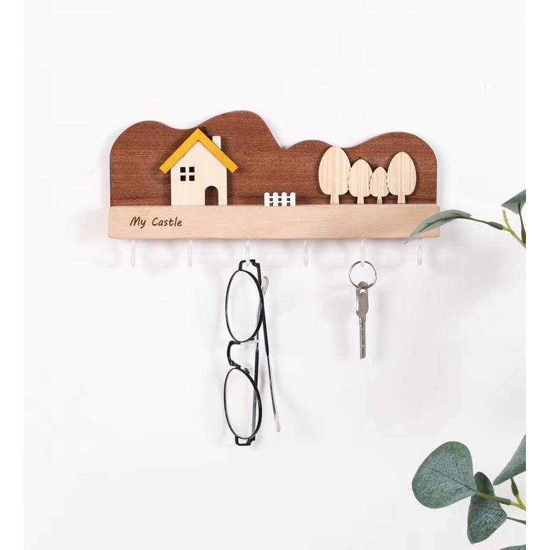 77n可爱钥匙墙面装饰收纳架玄关壁挂式入户进门口木质钥匙挂钩免