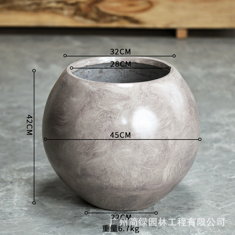 镁泥室内外北欧艺术客厅商场花盆落地简约特大型号绿植盆栽水泥盆
