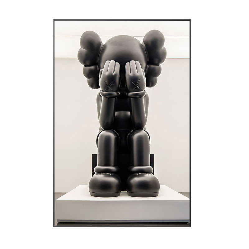 轻奢大幅巨幅落地画kaws挂画现代简约装饰画玄关竖版过道入户走廊