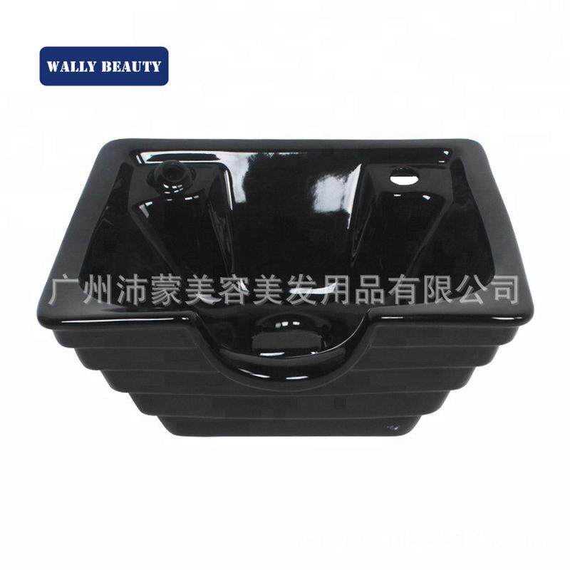 现代美发店黑白躺式洗头床冲水床专配简约方形陶瓷盆坐两色冲水盆