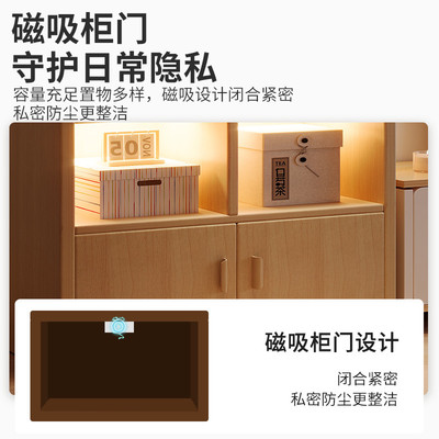 实木书架落地置物架客厅一体靠墙边柜储物柜收纳柜子家用学生书柜