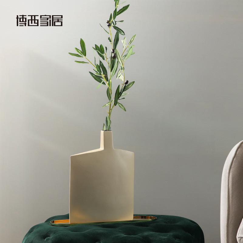 博西家居创意陶瓷花瓶工艺品摆件软装饰品样板间摆设干插花器