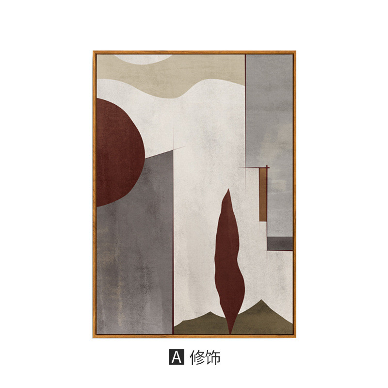 北欧客厅沙发背景墙抽象装饰画餐厅挂画现代简约几何色块三联画图片