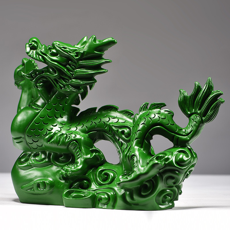70yf绿色木头龙摆件实木质十二生肖送礼雕龙客厅装饰新居开业木工